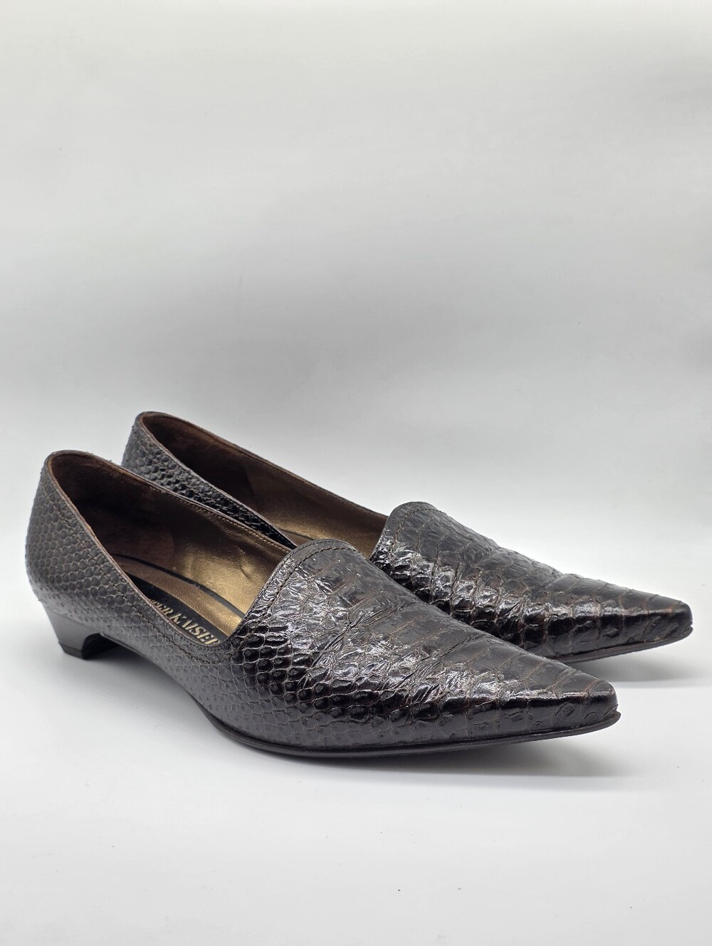 Vintage Peter Kaiser Genuine Snakeskin Low Heels | Size 8 Dark Academia Indie - Picture 16 of 16